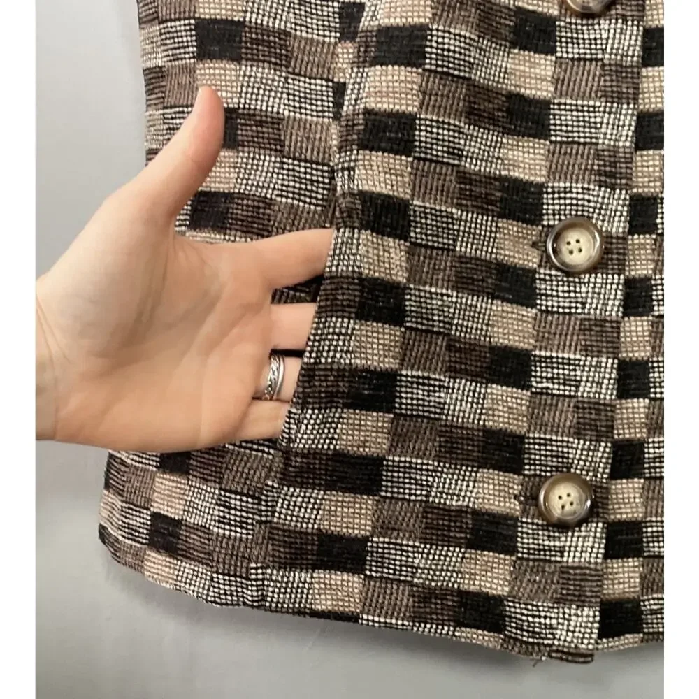 Christopher & Banks Vest Size Medium Tapestry Button Up Dark Academia Geometric